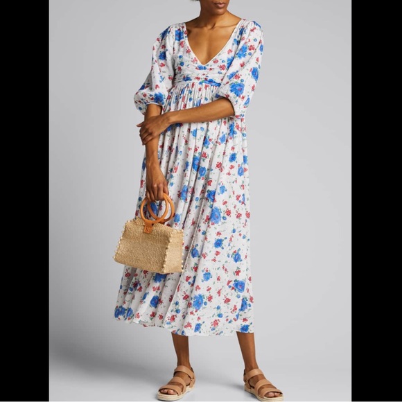 LoveShackFancy Roslyn Dress in Blue Notte